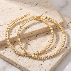 Gold and Silver Crystal Hoop Earrings